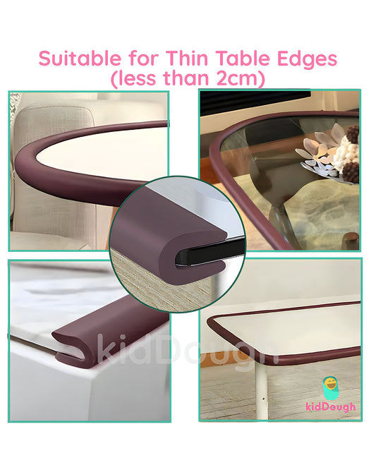 KidDough Edge Guard Strip-Cushioned Protectors-Child Proofing-For Sharp Edges of Furniture & Corners-Brown-U Shape