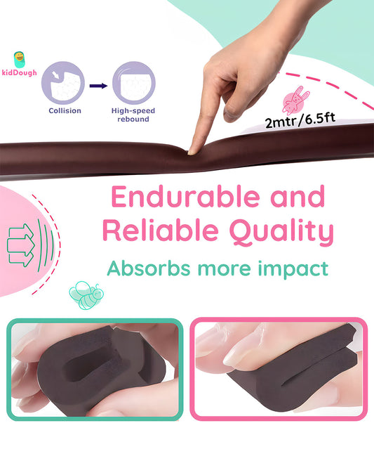 KidDough Edge Guard Strip-Cushioned Protectors-Child Proofing-For Sharp Edges of Furniture & Corners-Brown-U Shape