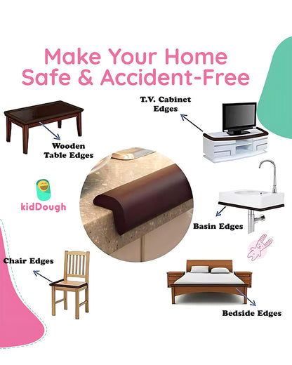 KidDough Edge Guard Strip-Cushioned Protectors-Child Proofing-For Sharp Edges of Furniture & Corners-Brown