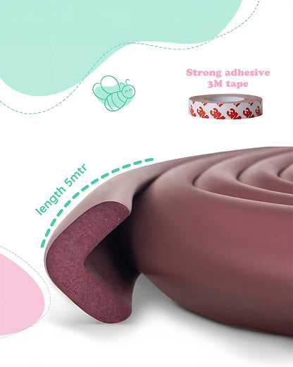 KidDough Edge Guard Strip-Cushioned Protectors-Child Proofing-For Sharp Edges of Furniture & Corners-Brown