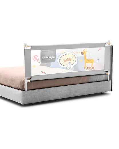 KidDough Bed Rail Guard-With Button For Easy Entry & Exit-Tool-Free Installation-Durable Construction-With 28 Level Height Adjustment-5ft Height-Grey-for Babies