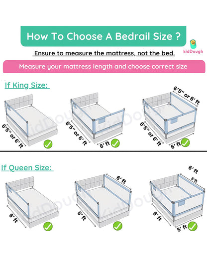 KidDough Bed Rail Guard-With Button For Easy Entry & Exit-Tool-Free Installation-Durable Construction-With 28 Level Height Adjustment-5ft Height-Grey-for Babies