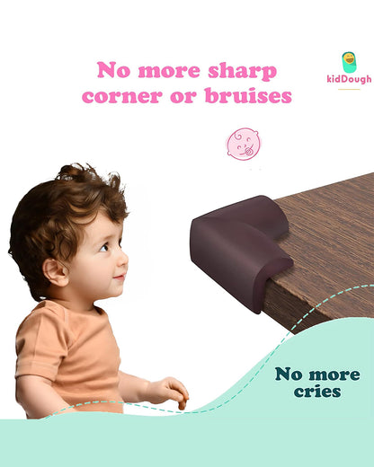 KidDough Furniture and Table Corner Edge Guards-For Baby Proofing-Pre Taped-For Kids-Brown