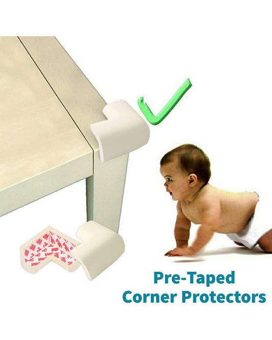 KidDough Furniture and Table Corner Edge Guards-For Baby Proofing-Pre Taped-For Kids-White