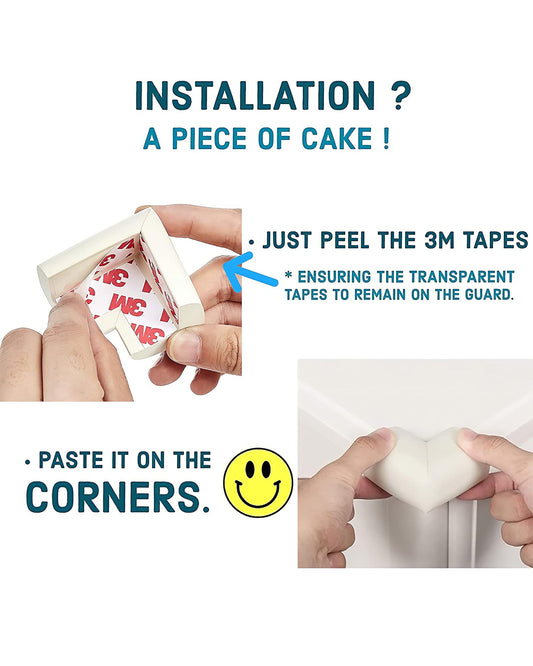 KidDough Furniture and Table Corner Edge Guards-For Baby Proofing-Pre Taped-For Kids-White