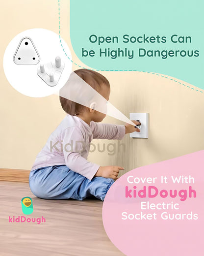 KidDough Socket Guards and Electric Plugs Cover-For Baby Proofing & Safety-White
