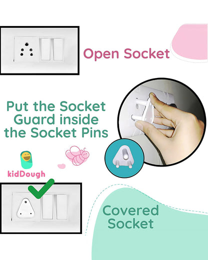 KidDough Socket Guards and Electric Plugs Cover-For Baby Proofing & Safety-White