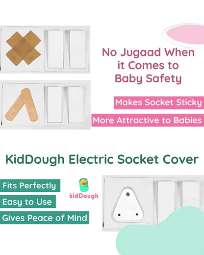KidDough Socket Guards and Electric Plugs Cover-For Baby Proofing & Safety-White