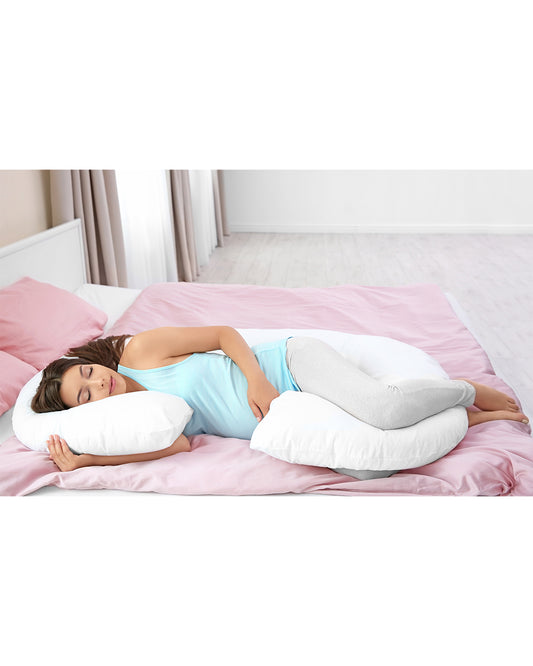 Coozly C shaped Pregnancy Pillow-Full Body-Grey-Premium Lyte-Microfibre-Removable & Washable Cover-For Maternity