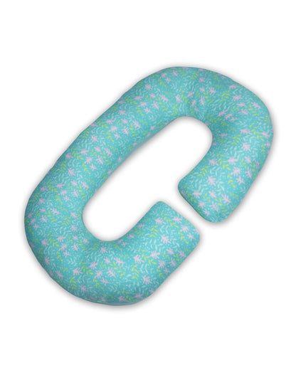 Coozly C shaped Pregnancy Pillow-Full Body-Green Flora-Super Premium-Microfibre-Removable & Washable Cover-For Maternity