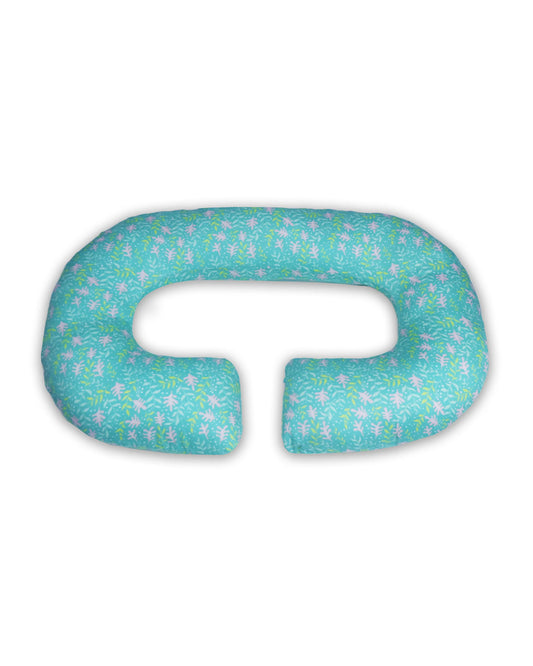 Coozly C shaped Pregnancy Pillow-Full Body-Green Flora-Super Premium-Microfibre-Removable & Washable Cover-For Maternity