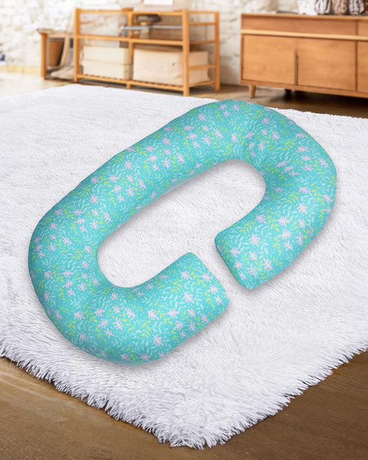 Coozly C shaped Pregnancy Pillow-Full Body-Green Flora-Super Premium-Microfibre-Removable & Washable Cover-For Maternity