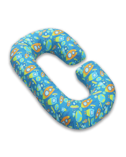 Coozly C shaped Pregnancy Pillow-Full Body-Blue-Aztec-Super Premium-Microfibre-Removable & Washable Cover-For Maternity