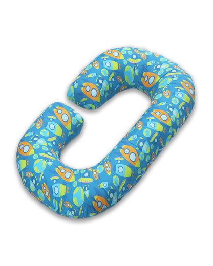 Coozly C shaped Pregnancy Pillow-Full Body-Blue-Aztec-Super Premium-Microfibre-Removable & Washable Cover-For Maternity