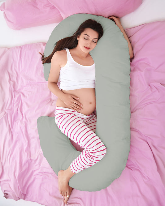 Coozly C shaped Pregnancy Pillow-Full Body-Sage Green-Premium Lyte-Microfibre-Removable & Washable Cover-For Maternity