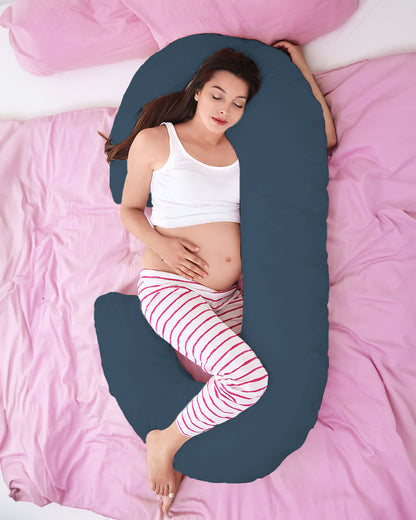 Coozly C shaped Pregnancy Pillow-Full Body-Navy Blue-Microfibre-Removable & Washable Cover-For Maternity