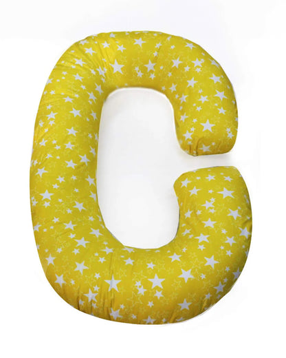 Coozly C shaped Pregnancy Pillow-Full Body-Yellow Star-Super Premium-Microfibre-Removable & Washable Cover-For Maternity