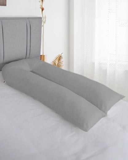 Coozly U shaped Pregnancy Pillow-Full Body-Grey-Premium Lyte-Microfibre-Removable & Washable Cover-For Maternity