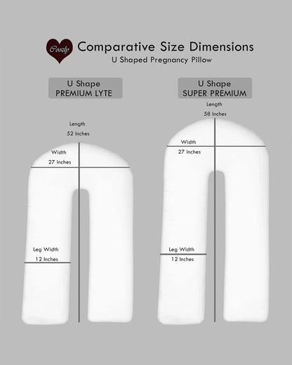 Coozly U shaped Pregnancy Pillow-Full Body-Grey-Premium Lyte-Microfibre-Removable & Washable Cover-For Maternity