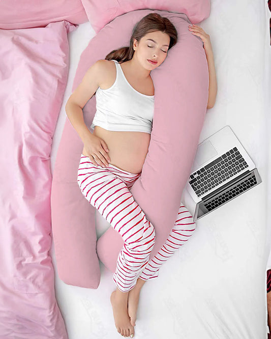 Coozly U shaped Pregnancy Pillow-Full Body-Pastel Pink-Premium Lyte-Microfibre-Removable & Washable Cover-For Maternity