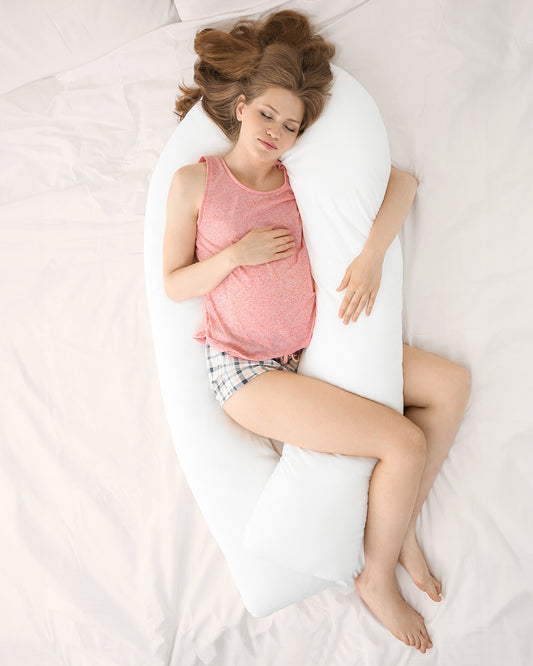 Coozly U shaped Pregnancy Pillow-Full Body-Pastel Pink-Premium Lyte-Microfibre-Removable & Washable Cover-For Maternity