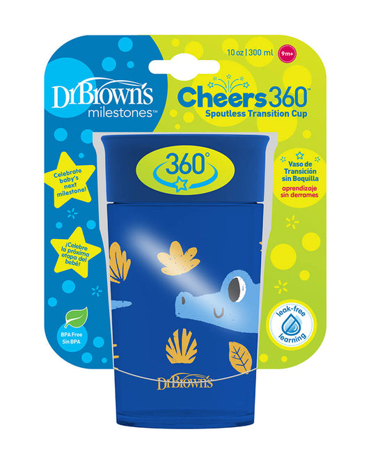 Dr. Brown's Smooth Wall Cheers 360 Cup-Blue Deco-Leak Proof-For Infants