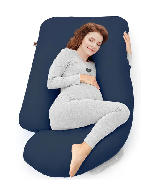 Coozly G shaped Pregnancy Pillow-Full Body-Navy Blue-Microfibre-Removable & Washable Cover-For Maternity