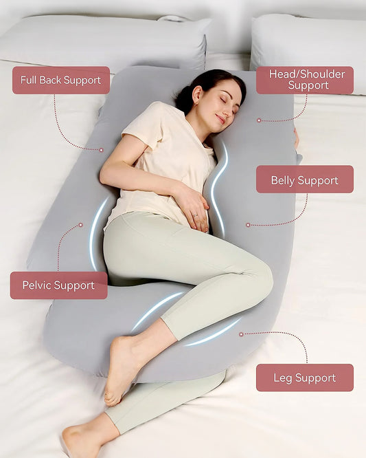 Coozly G shaped Pregnancy Pillow-Full Body-Grey-Microfibre-Removable & Washable Cover-For Maternity