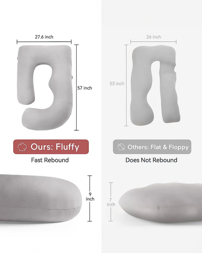 Coozly G shaped Pregnancy Pillow-Full Body-Grey-Microfibre-Removable & Washable Cover-For Maternity