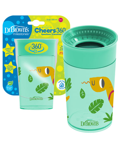 Dr. Brown's Smooth Wall Cheers 360 Cup-Green Deco-Leak Proof-For Infants