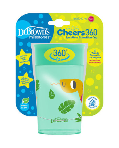 Dr. Brown's Smooth Wall Cheers 360 Cup-Green Deco-Leak Proof-For Infants