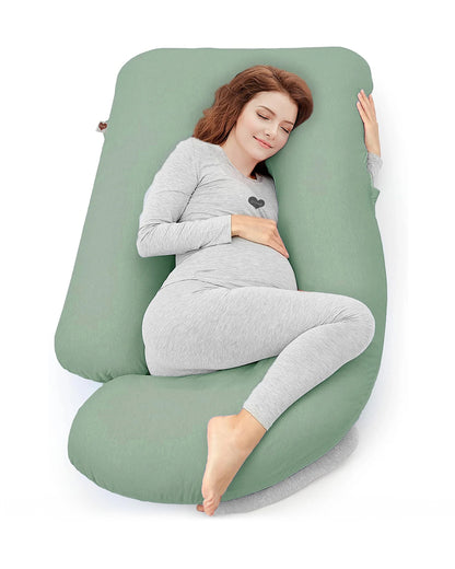 Coozly G shaped Pregnancy Pillow-Full Body-Sage Green-Microfibre-Removable & Washable Cover-For Maternity