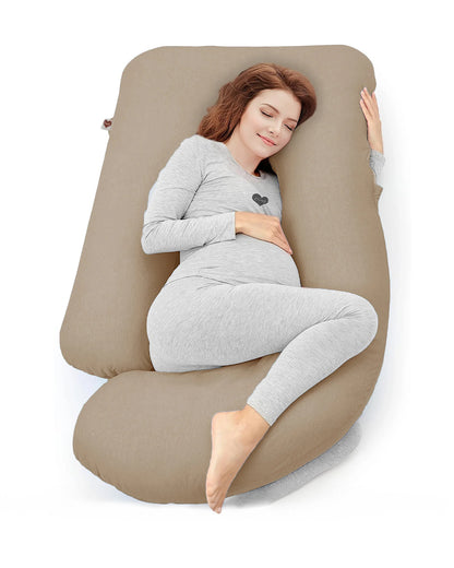 Coozly G shaped Pregnancy Pillow-Full Body-Beige-Microfibre-Removable & Washable Cover-For Maternity