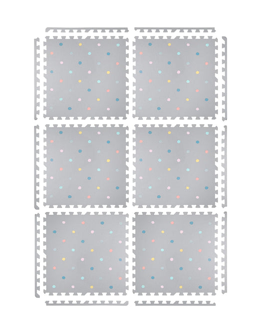 Kind & Me Dotty Grey Playmat-Includes 6 Waterproof Foam Tiles-0M+