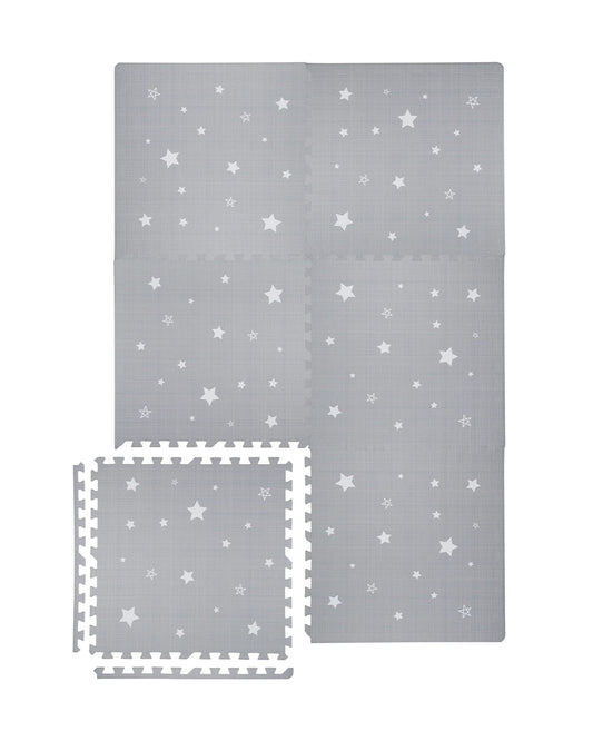 Kind & Me Starry Grey Playmat-Includes 6 Waterproof Foam Tiles-0M+