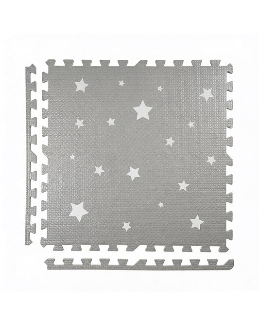Kind & Me Starry Grey Playmat-Includes 6 Waterproof Foam Tiles-0M+