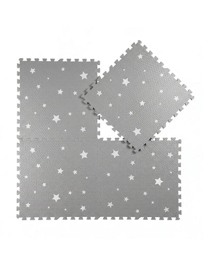 Kind & Me Starry Grey Playmat-Includes 6 Waterproof Foam Tiles-0M+