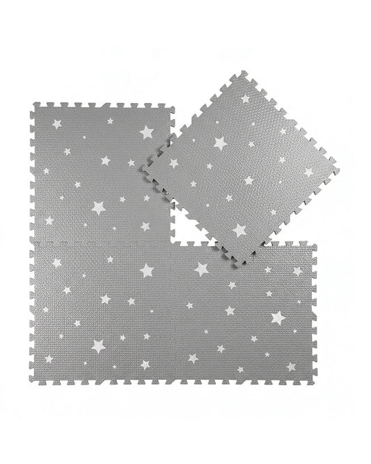 Kind & Me Starry Grey Playmat-Includes 6 Waterproof Foam Tiles-0M+