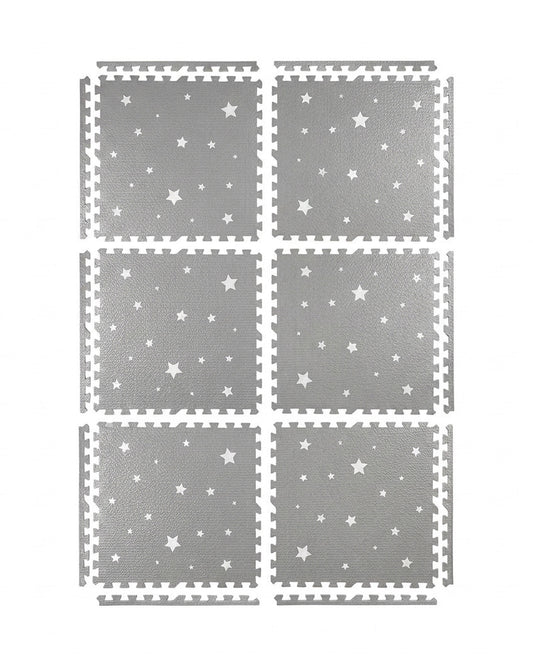 Kind & Me Starry Grey Playmat-Includes 6 Waterproof Foam Tiles-0M+