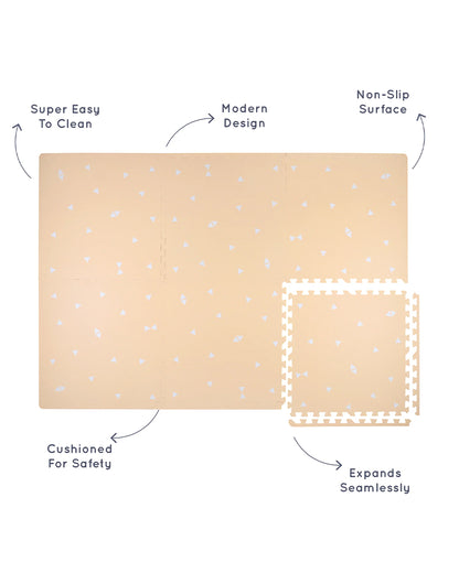 Kind & Me Triangles Peach Playmat-Includes 6 Waterproof Foam Tiles-0M+