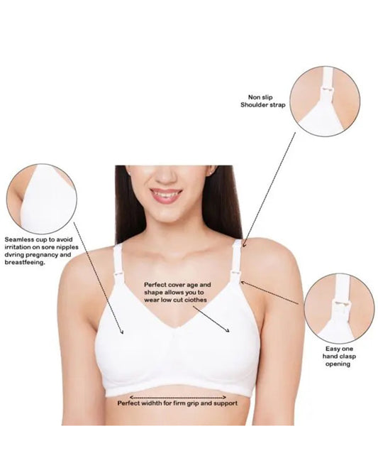 MomToBe Cotton Feeding Bra-Black, White & Skin-Non Padded-Front Clasps-Full Coverage