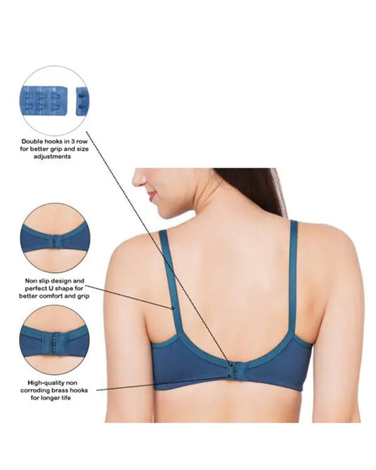 MomToBe Cotton Feeding Bra-Grey, Navy Blue & Blue-Non Padded-Front Clasps-Full Coverage