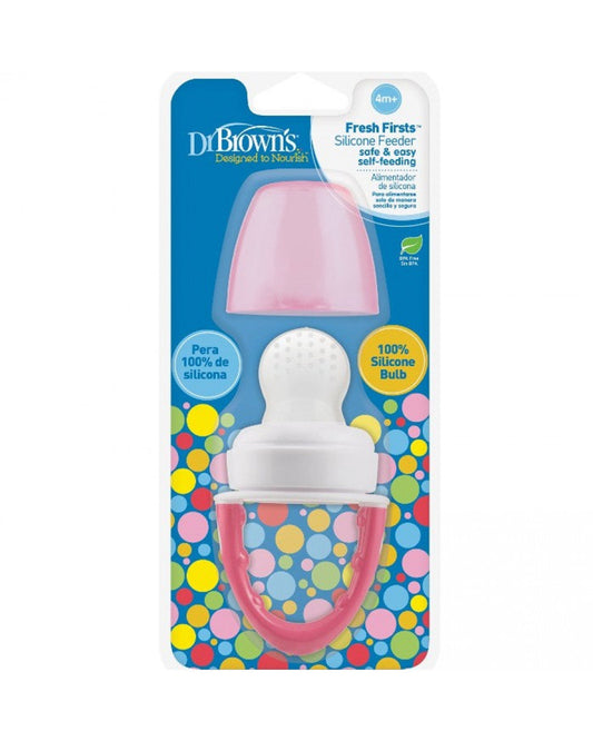 Dr. Brown's Fresh Firsts Silicone Feeder-Mesh Free Design-With Tiny Holes-Pink-For Infants