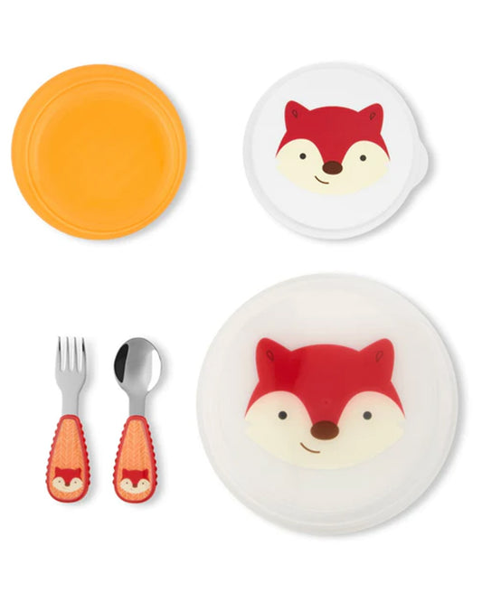 Skip Hop Zoo Table Ready Meal Set-Fox-With Divided Sections-Set of 5-For Feeding Infants