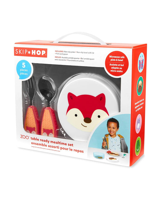 Skip Hop Zoo Table Ready Meal Set-Fox-With Divided Sections-Set of 5-For Feeding Infants
