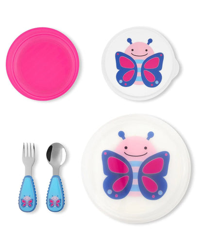 Skip Hop Zoo Table Ready Meal Set-Butterfly-With Divided Sections-Set of 5-For Feeding Infants