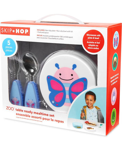 Skip Hop Zoo Table Ready Meal Set-Butterfly-With Divided Sections-Set of 5-For Feeding Infants