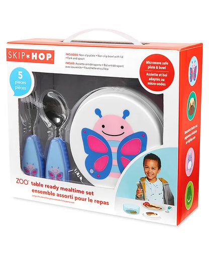 Skip Hop Zoo Table Ready Meal Set-Butterfly-With Divided Sections-Set of 5-For Feeding Infants