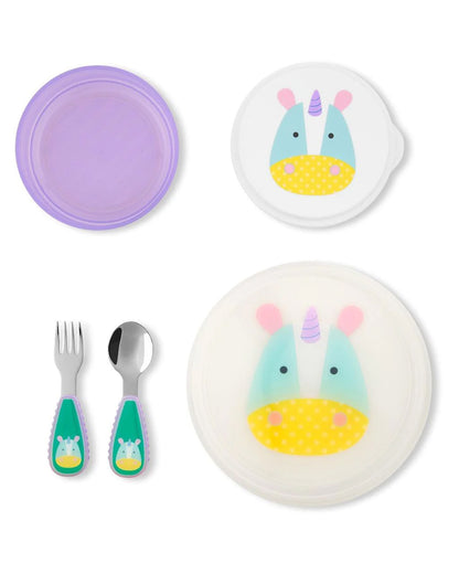 Skip Hop Zoo Table Ready Meal Set-Unicorn-With Divided Sections-Set of 5-For Feeding Infants