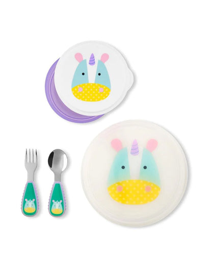 Skip Hop Zoo Table Ready Meal Set-Unicorn-With Divided Sections-Set of 5-For Feeding Infants